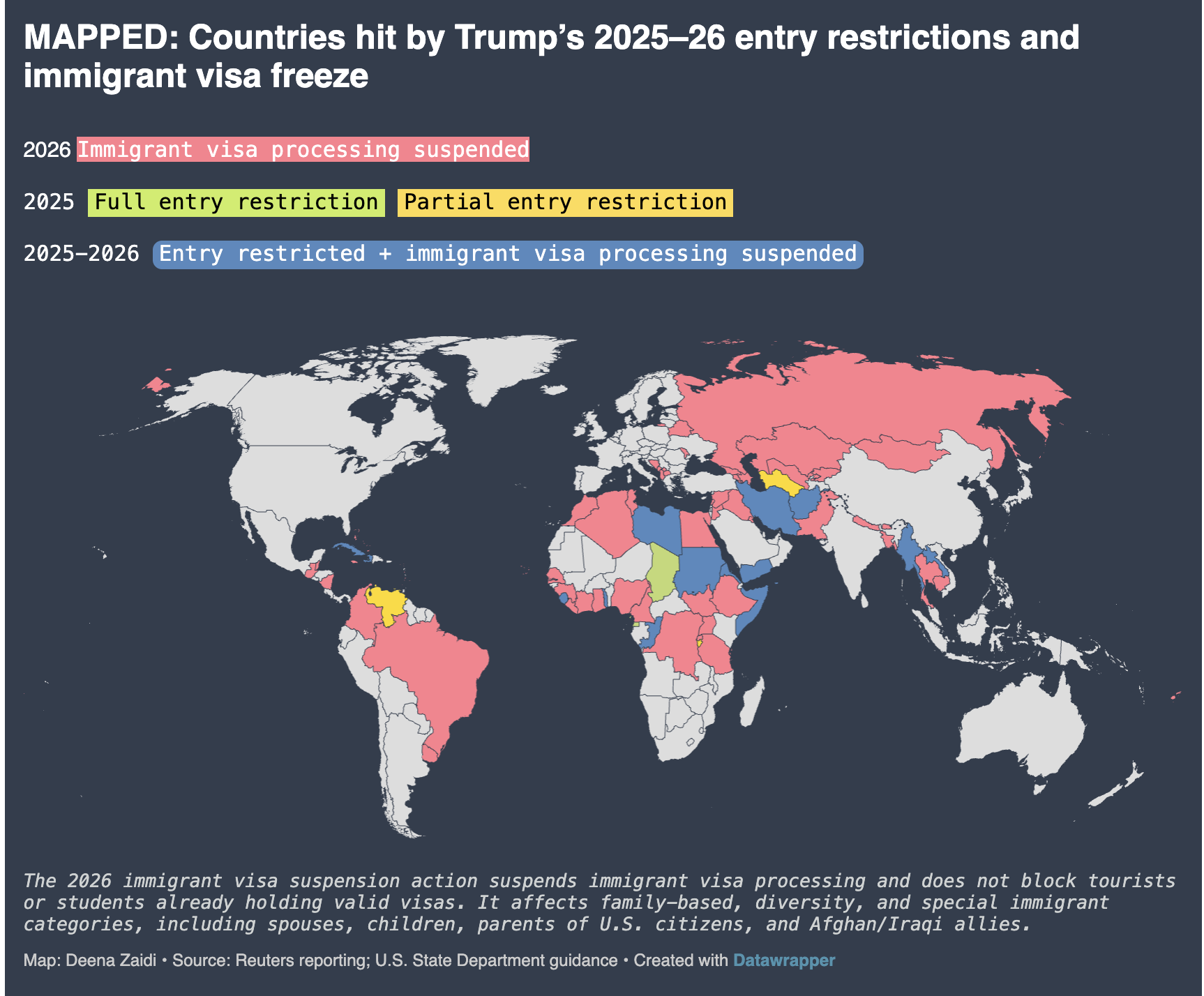 Mapped: 75 countries where Trump is suspending visa processing